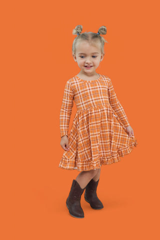 CIDER PLAID DREAM RUFFLE DRESS