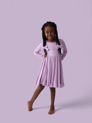 AMETHYST RIB DREAM RUFFLE DRESS