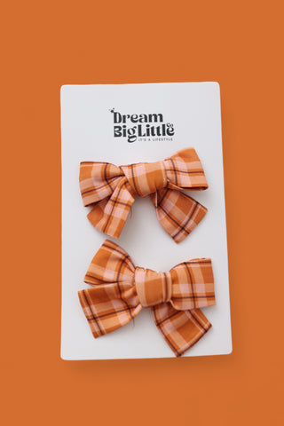 CIDER PLAID DREAM BOW HAIR CLIPS