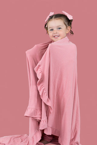 MAUVE RIB DREAM RUFFLE BLANKET