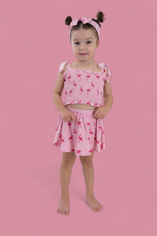 FLOCKING FLAMINGOS DREAM SMOCKED SKORT SET