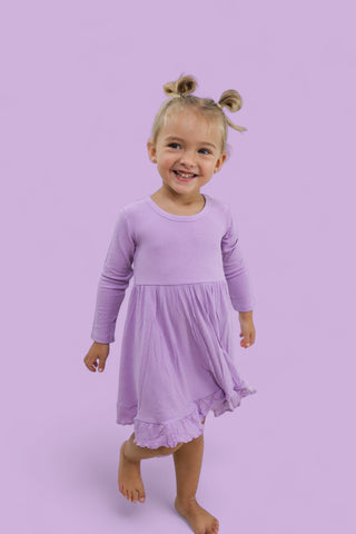 AMETHYST RIB DREAM RUFFLE DRESS