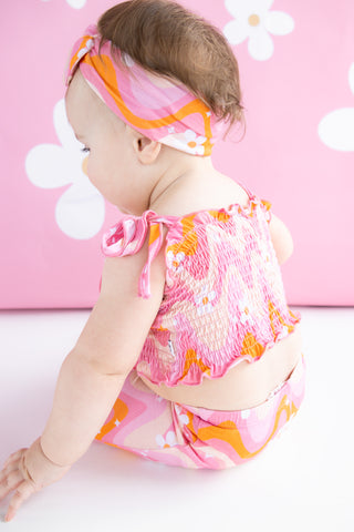 GROOVY FLORAL DREAM SMOCKED FLARE SET