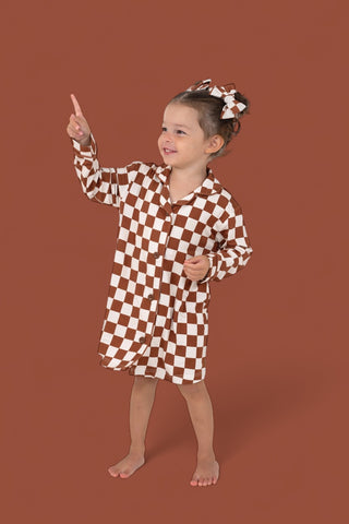 COPPER CHECKERS GIRL'S DREAM GOWN