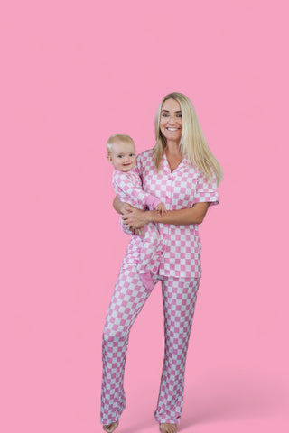 BUBBLEGUM CHECKERS WOMEN'S RELAXED FLARE DREAM SET