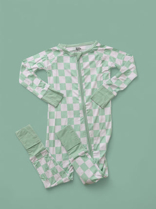 MINT CHECKERS DREAM ROMPER