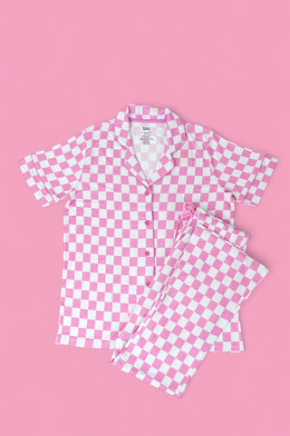 BUBBLEGUM CHECKERS WOMEN'S RELAXED FLARE DREAM SET