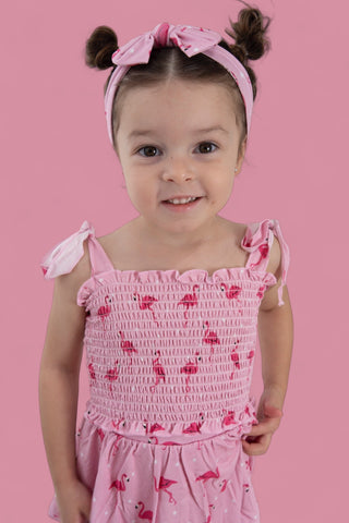 FLOCKING FLAMINGOS DREAM SMOCKED SKORT SET