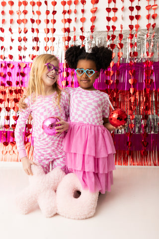 BUBBLEGUM WAVY CHECKERS DREAM TUTU DRESS