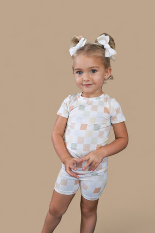 MUTED CHECKERS DREAM SHORT SET