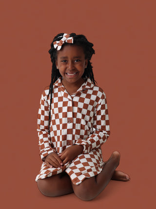 COPPER CHECKERS GIRL'S DREAM GOWN