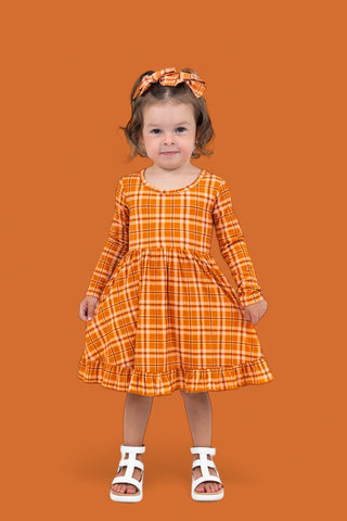 CIDER PLAID DREAM RUFFLE DRESS