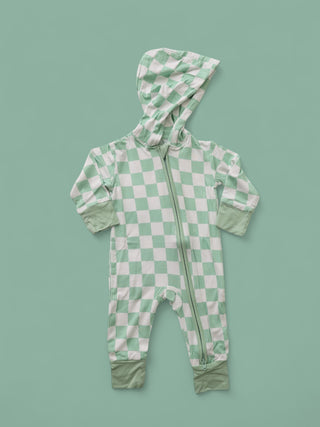 MINT CHECKERS DREAM ROMPER HOODIE