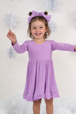 AMETHYST RIB DREAM RUFFLE DRESS