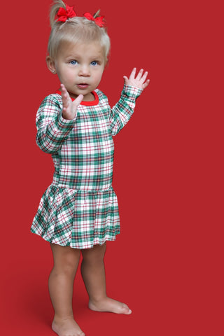 MERRY TARTAN DREAM BODYSUIT DRESS