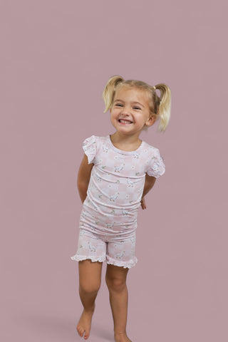 EXCLUSIVE DUCKS AND DAISIES DREAM RUFFLE SHORT SET