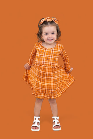 CIDER PLAID DREAM RUFFLE DRESS