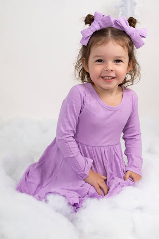 AMETHYST RIB DREAM RUFFLE DRESS