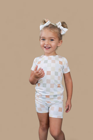 MUTED CHECKERS DREAM SHORT SET