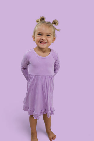 AMETHYST RIB DREAM RUFFLE DRESS