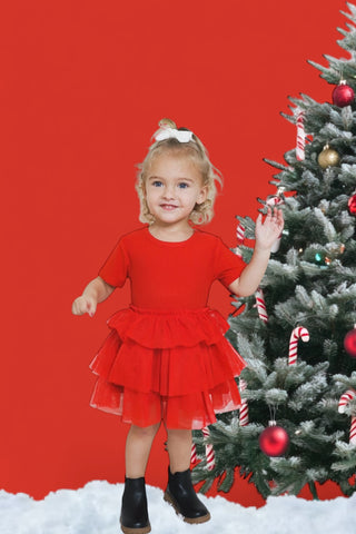 RED RIB DREAM TUTU DRESS