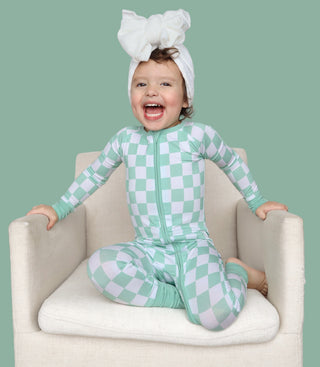 MINT CHECKERS DREAM ROMPER