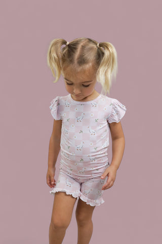 EXCLUSIVE DUCKS AND DAISIES DREAM RUFFLE SHORT SET