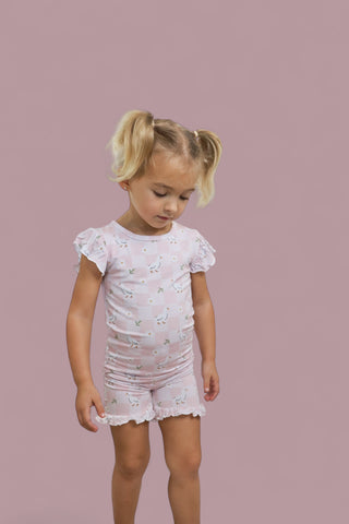 EXCLUSIVE DUCKS AND DAISIES DREAM RUFFLE SHORT SET