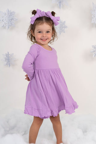 AMETHYST RIB DREAM RUFFLE DRESS