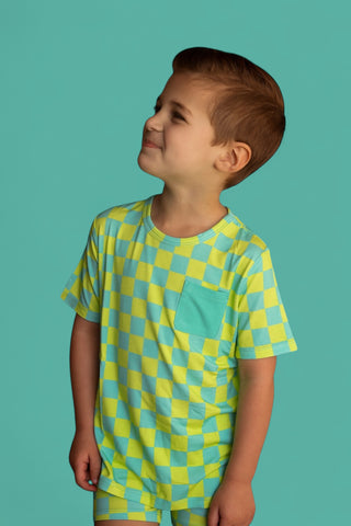 BE BOLD CHECKERS DREAM POCKET TEE