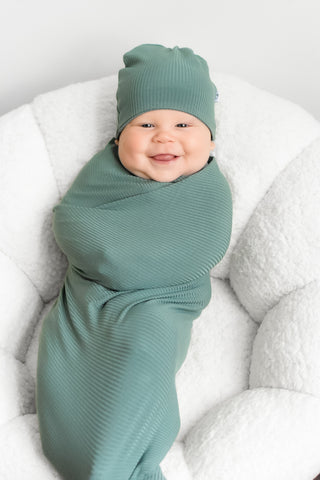 SAGE RIB DREAM SWADDLE & BEANIE