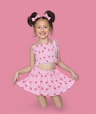 FLOCKING FLAMINGOS DREAM SMOCKED SKORT SET