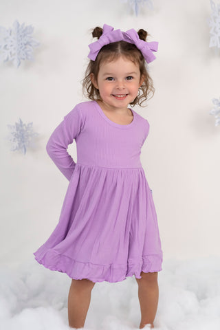 AMETHYST RIB DREAM RUFFLE DRESS