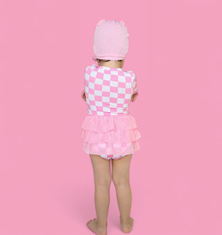 BUBBLEGUM CHECKERS DREAM TUTU BODYSUIT DRESS