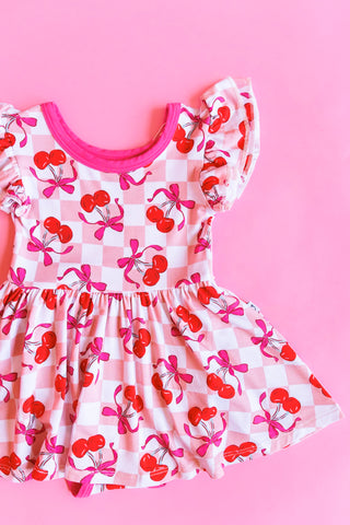 CHERRY SWEET CHECKERS DREAM BODYSUIT DRESS