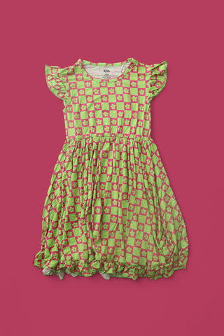 WILD DAISY CHECKERS DREAM RUFFLE DRESS