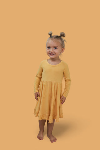 HONEY RIB DREAM RUFFLE DRESS