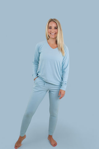 HAZY BLUE RIB WOMEN'S JOGGER DREAM SET