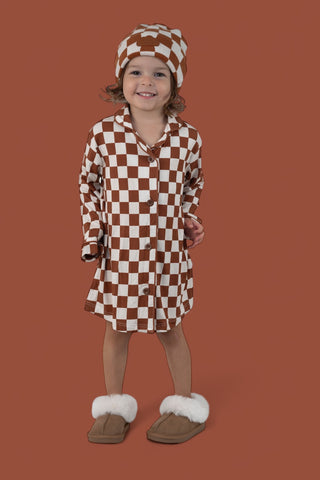 COPPER CHECKERS GIRL'S DREAM GOWN