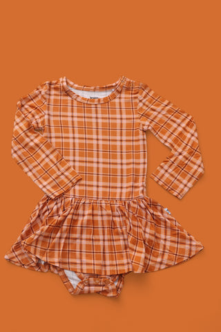 CIDER PLAID DREAM BODYSUIT DRESS