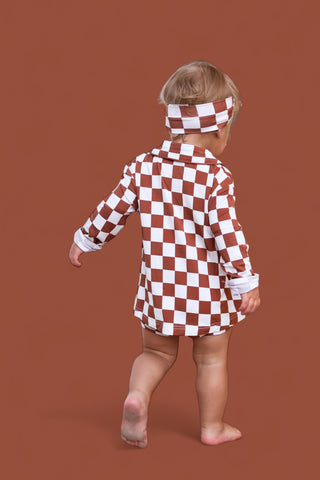 COPPER CHECKERS GIRL'S DREAM GOWN