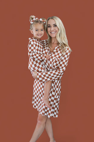 COPPER CHECKERS GIRL'S DREAM GOWN