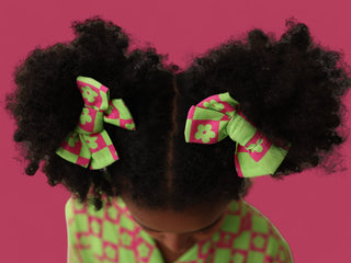 WILD DAISY CHECKERS DREAM BOW HAIR CLIPS