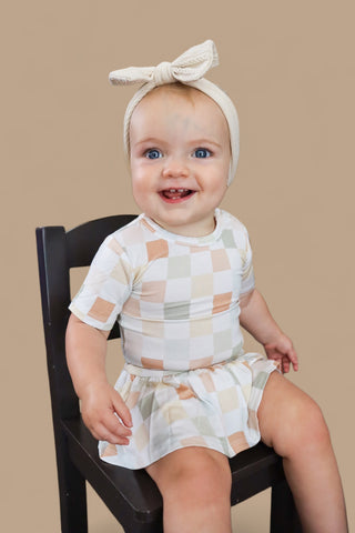 MUTED CHECKERS DREAM BODYSUIT DRESS