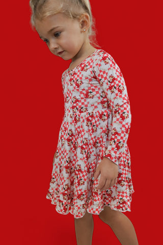 JOLLY SANTA CHECKERS DREAM RUFFLE DRESS