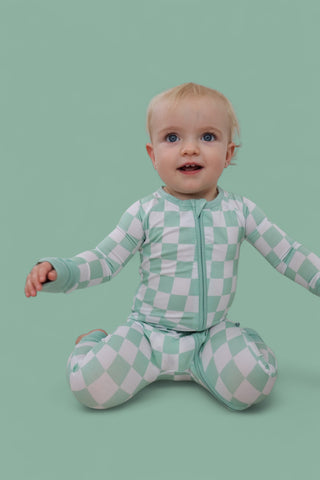 MINT CHECKERS DREAM ROMPER