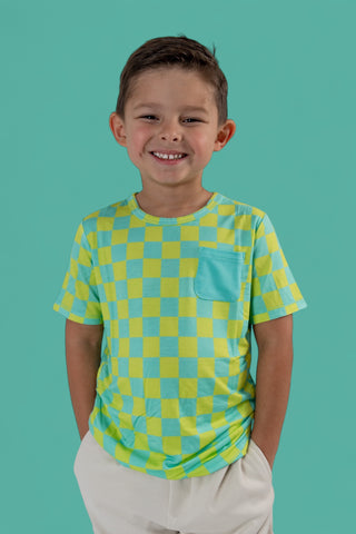 BE BOLD CHECKERS DREAM POCKET TEE