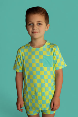 BE BOLD CHECKERS DREAM POCKET TEE