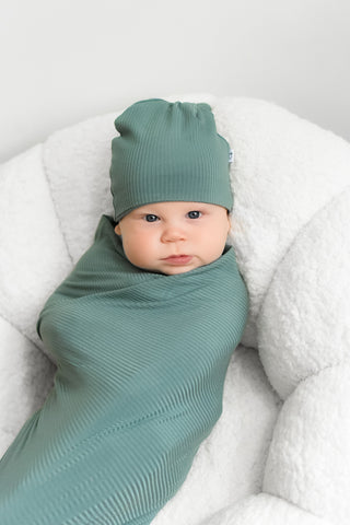 SAGE RIB DREAM SWADDLE & BEANIE