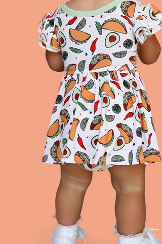 EXCLUSIVE TACO TUESDAY DREAM CAP SLEEVE BODYSUIT DRESS